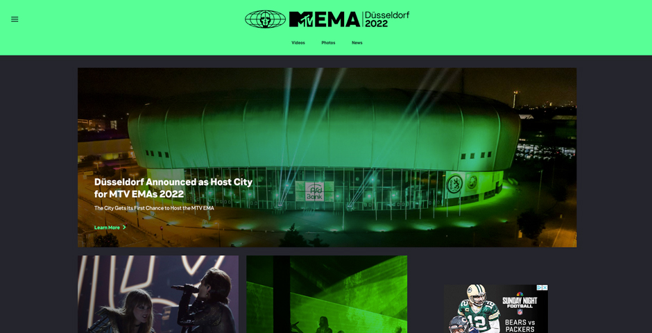 Screenshot of the entry for 2021 MTV EMA