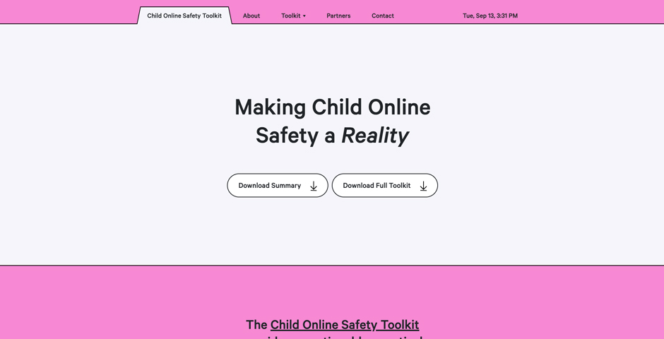 Screenshot of the entry for Making Child Online Safety a Reality