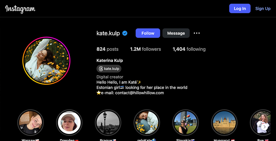 Screenshot of the entry for Katerina Kulp - Best Creator