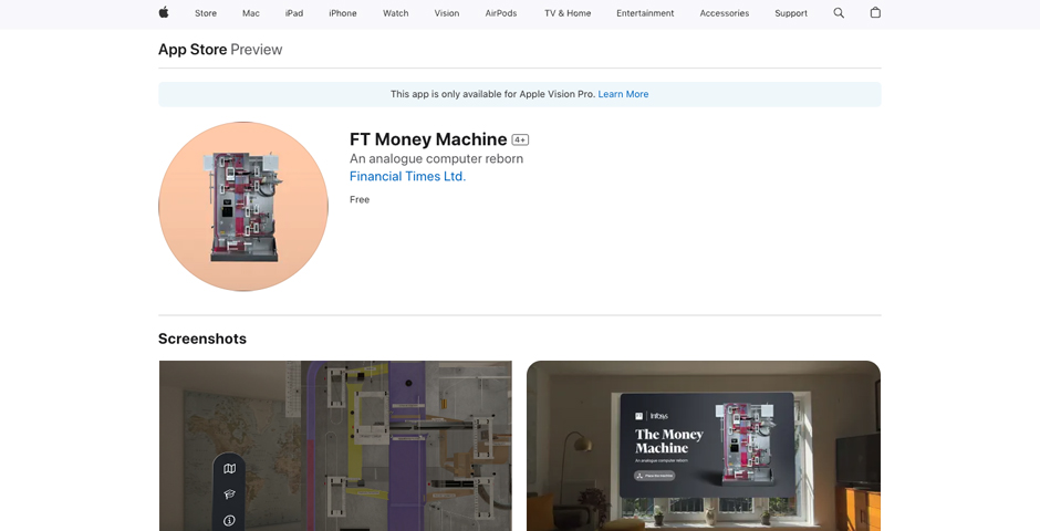 Screenshot of the entry for FT Money Machine