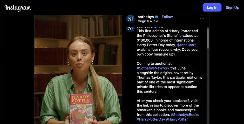 Screenshot of the entry for For What It's Worth: Sotheby's Explains The Value Behind Worlds Rarest Objects