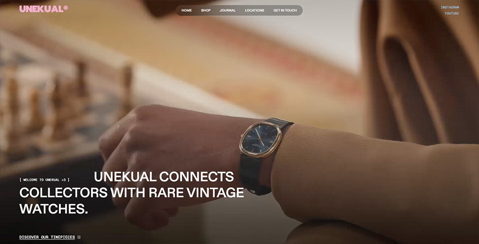 Screenshot of the entry for Unekual new website