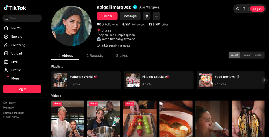 Screenshot of the entry for Abi Marquez