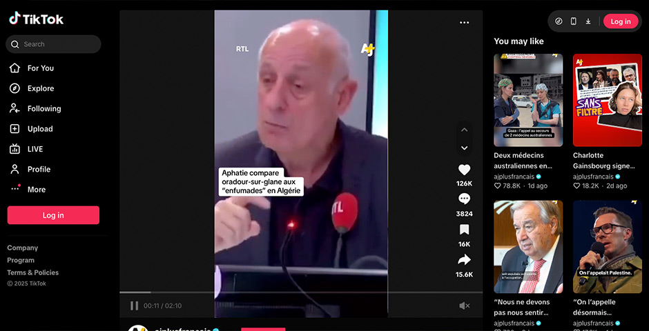 Screenshot of the entry for Sans Filtre | AJ+ fran&ccedil;ais