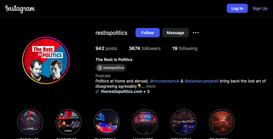 Screenshot of the entry for The Rest Is Politics by Goalhanger