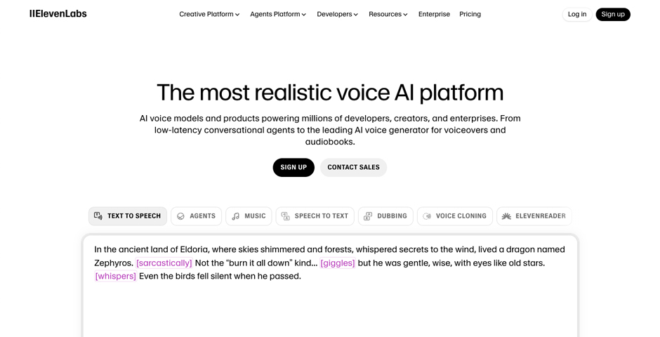 Screenshot of the entry for Eleven Labs