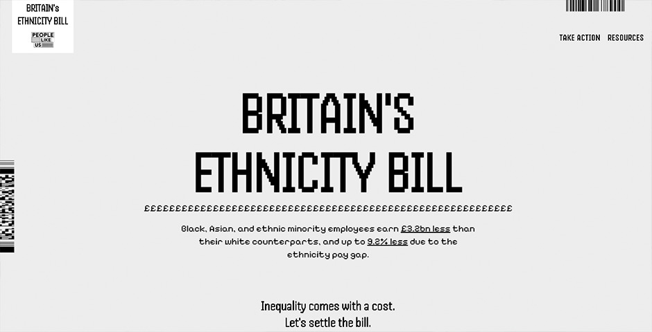 Screenshot of the entry for Britain's Ethnicity Bill